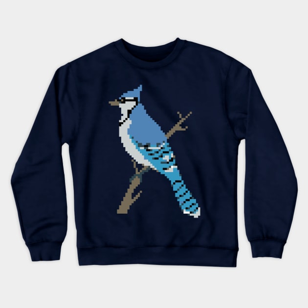 Pixel Blue Jay Crewneck Sweatshirt by saradaboru